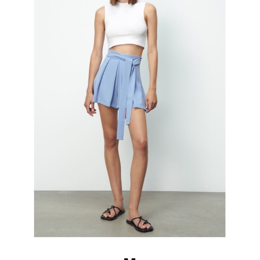 Zara Light Blue High-Waisted Shorts - Size M